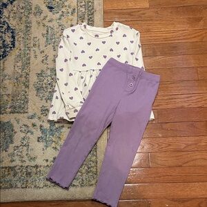 Stylish Purple and cream Heart Top and Pants Set